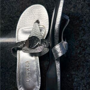 Ralph Lauren Metallic Silver Sandals Kalana 7B
